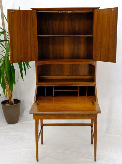 Mid-Century Modern Walnut tall Secretary Desk Bookcase
