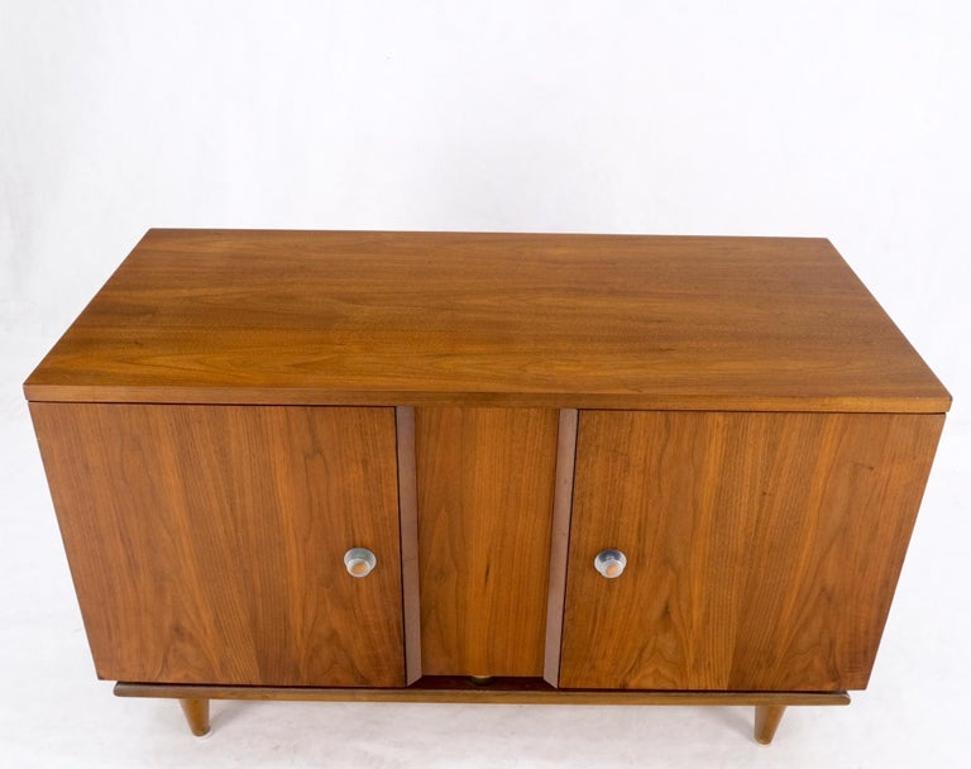 Mid-Century Modern Walnut Two Doors Floating Base Small Petit Credenza Mint