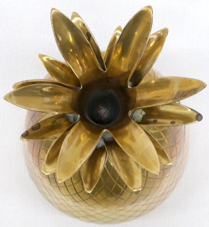 Gold Tone Solid Brass Pineapple Shape Jar with Lid