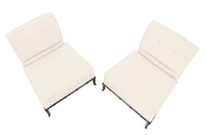 Pair of Horn Shape  Faux Bamboo Legs Slipper Chair New Upholstery