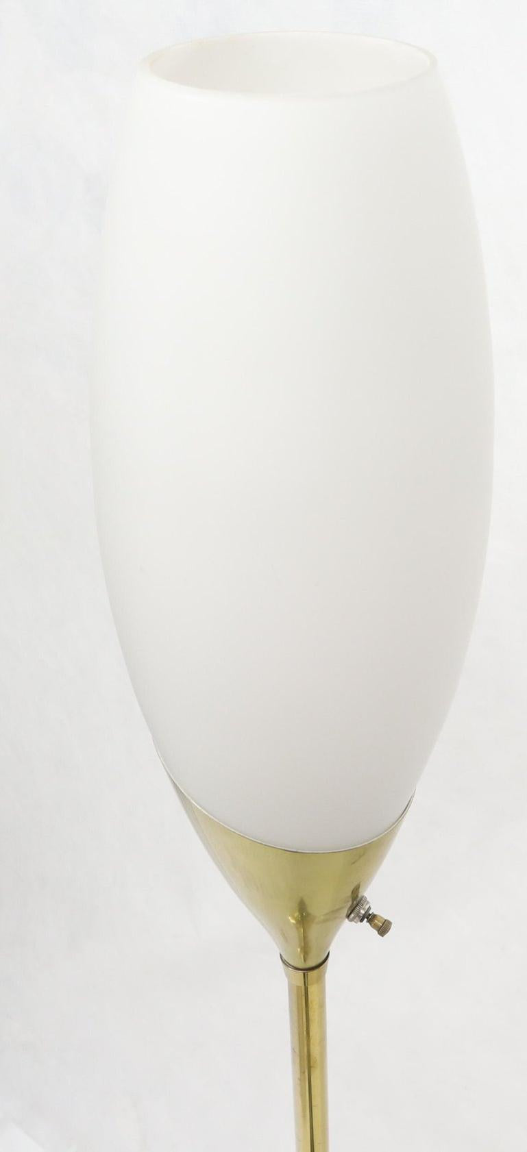 Square Tulip Base Champagne or Wine Style White Frosted Glass Floor Lamp