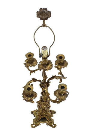 Rococo Style Gilt Metal Candelabra Table Lamp