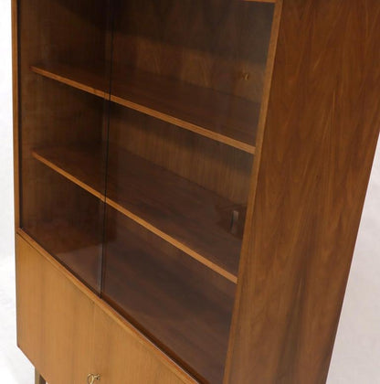 Danish teak Mid-Century Modern Bookcase Cabinet Credenza Hutch Two Glass Doors