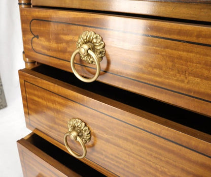 Pair of Rosewood Tops Satin Wood Heavy Brass Ring Pulls 4-Drawer Bachelor Chests