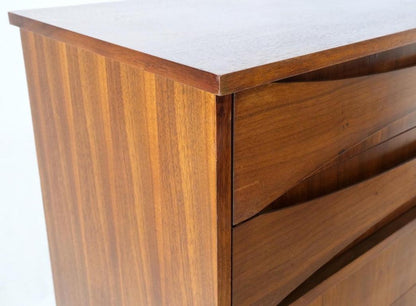 Danish Mid-Century Modern 5 Drawers High Chest Dresser Bow Tie Pulls Dowel Leg
