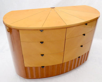 Large Inlaid Oval Kidney Shape Finished Back Dresser with Scallop Base