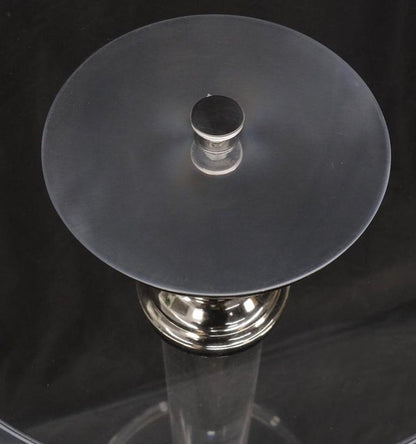 Mid Century Modern Haziza Clear Lucite Round Pedestal Side Table Stand
