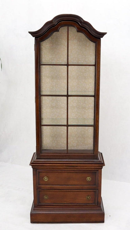 Dome Shape Top Glass Shelves Two Drawer Compartment Curio Display Cabinet