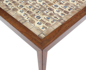 Danish Modern Square Rosewood Coffee Table with Tiled Top