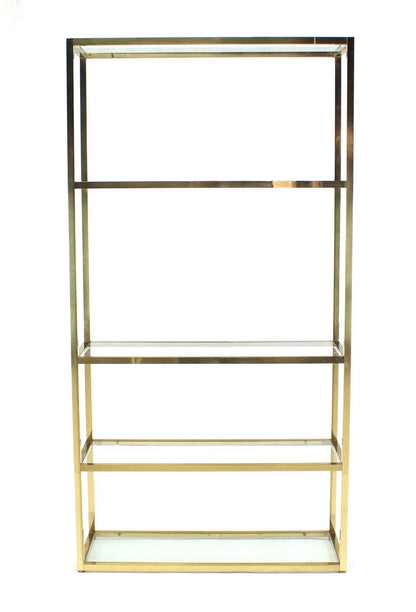 Solid Square Brass Tube Glass five Shelves  Etagere Display Fixture