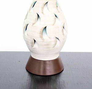 Vase Shape Art Pottery Table Lamp on Walnut Base