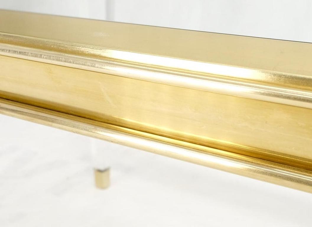Large Mid Century Modern c.1970's Lucite Brass Glass Top Rectangle Coffee Table