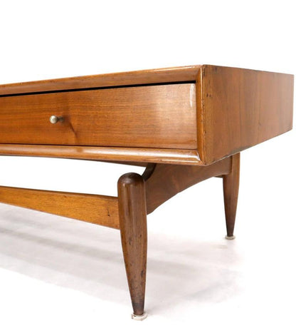 Glenn of California Atr. Walnut Three Drawers Coffee Table on Sculpted Legs