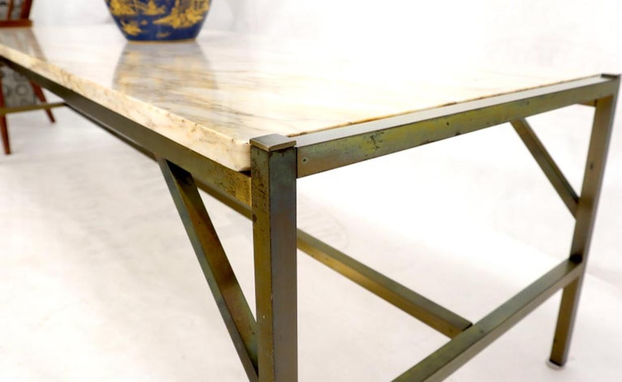 Brass Frame Marble Top Rectangular Coffee Table McCobb Attributed