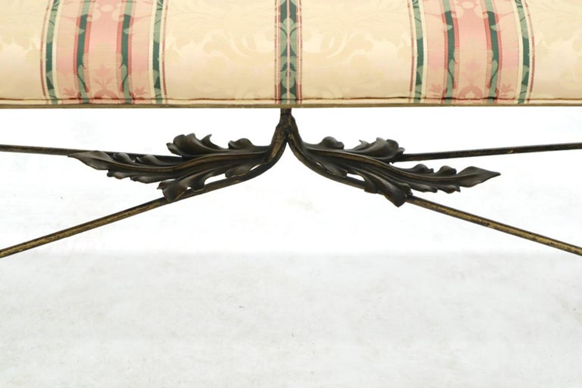 Figural Twisted Wrought Iron Window Bench Grape Leaf Motive