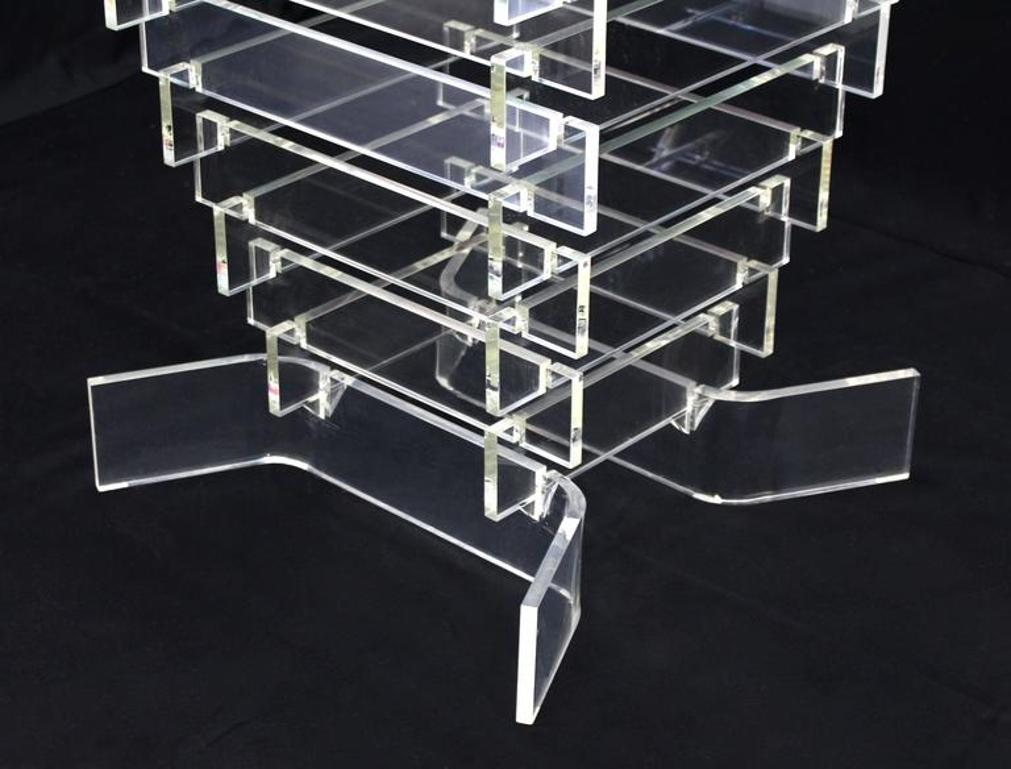 Stacked Lucite Base Round Gueridon Center Table