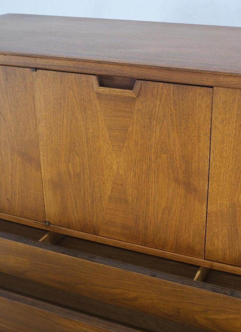 Mid Century John Stuart Walnut 2 Doors 4 Drawers Gentleman's High Chest Dresser