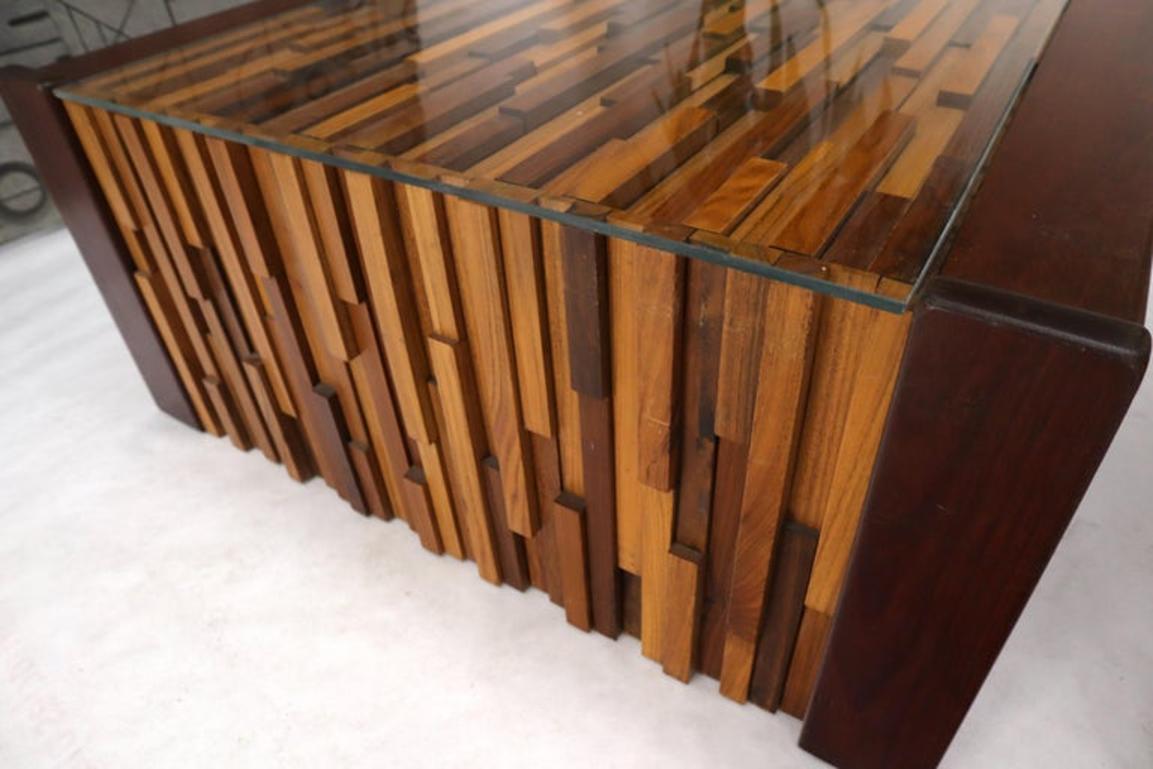 Pair of Percival Lafer Coffee Table Brazilian Rosewood Exotic Wood Mosaic