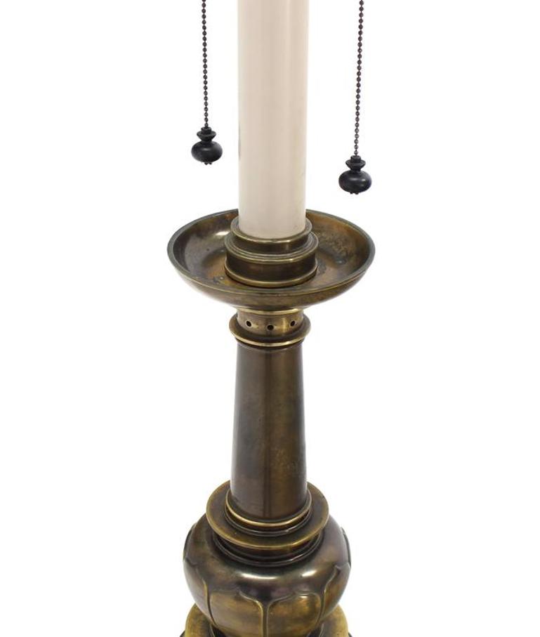 Mid-Century Brass Lotus Motif Table Lamp