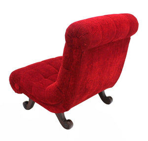 Hollywood Regency Scoop Shape Lounge Chair Foot Stool Red Upholstery HOT
