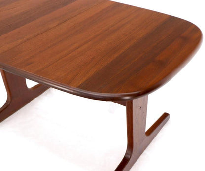 Compact Solid Teak Danish Mid-Century Modern Dining Table with Two Leaves