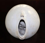 Mid Century Modern Ball Shape Face Open Mouth Pottery Sculpture Signed 1972