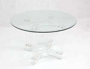 Lucite Base Round Glass Top Mid-Century Modern Gueridon  Occasional Dining Table