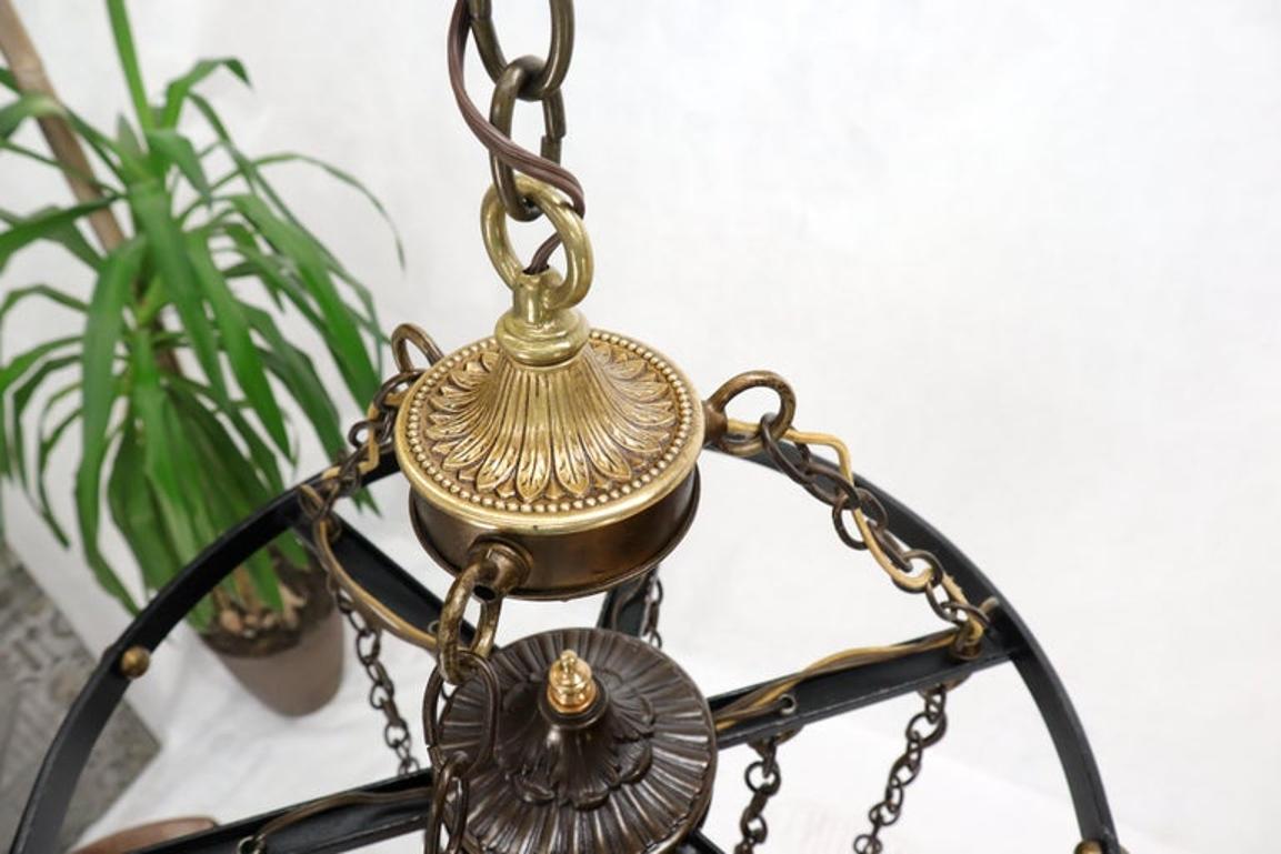 Ruby & Amber Globes on Chain Chandelier Light Fixture
