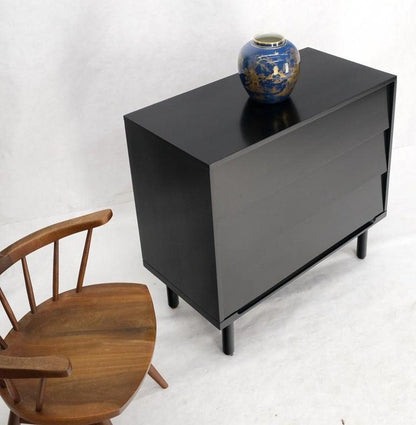 Black Lacquer 3 Louver Drawers Dresser on a "Base" 2 Pieces Cabinet Credenza