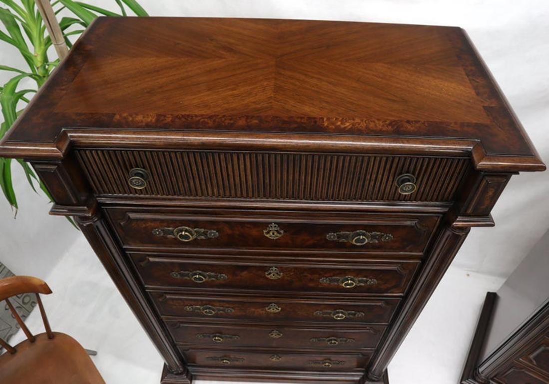 Pair of Tall 6 Drawers Burl Wood Dressers