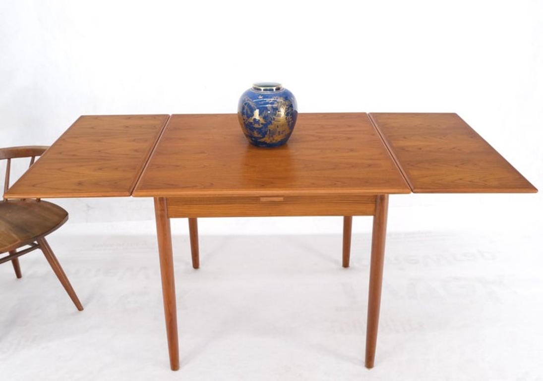 Danish Mid-Century Modern Square Teak Refectory Extension Boards Dining Table