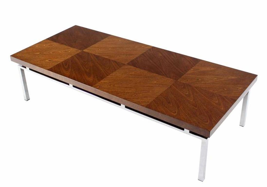 Walnut Patchwork Large Checker Pattern Top Large Rectangle Coffee Table