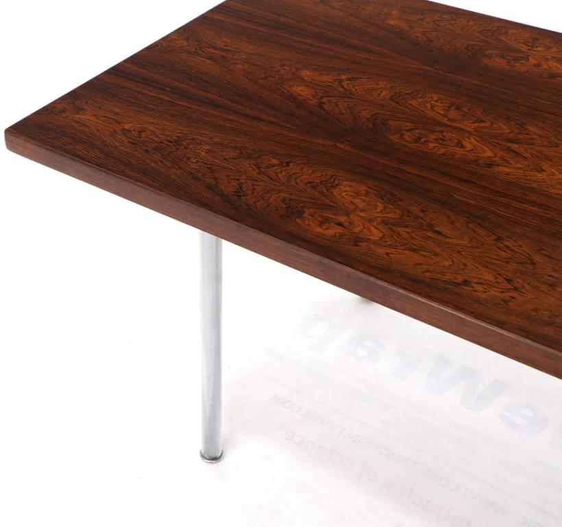 Hans Wegner Signed Rosewood Coffee Table on Chrome Cylinder Legs