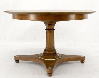 Round Clove Shape Burl Walnut Dining Conference Table w/ 3 Extension Leaves