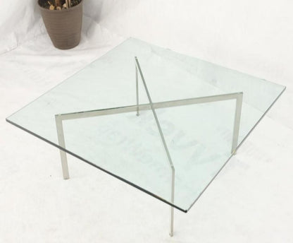 Square Glass top Stainless Steel Base Barcelona Coffee Table Bauhaus Style