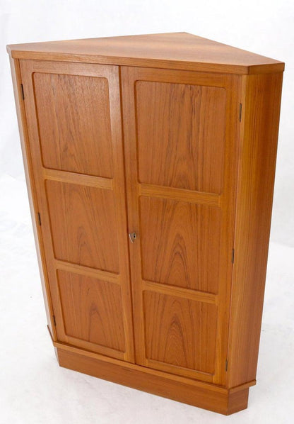 Danish Teak Corner Storage Liquor Cabinet Bar