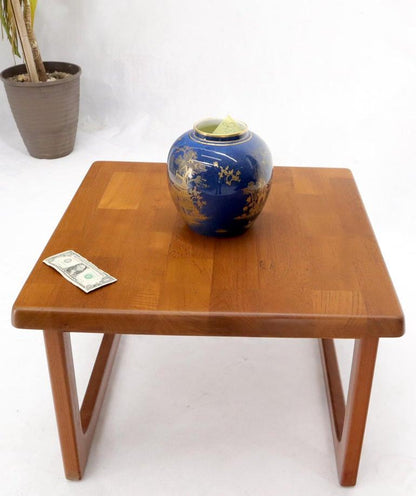 Danish Mid-Century Modern Solid Thick Teak Top Square Coffee Side Table