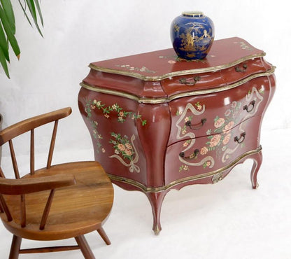 Red Lacquer Painted Bombay Dresser Chest of Drawers