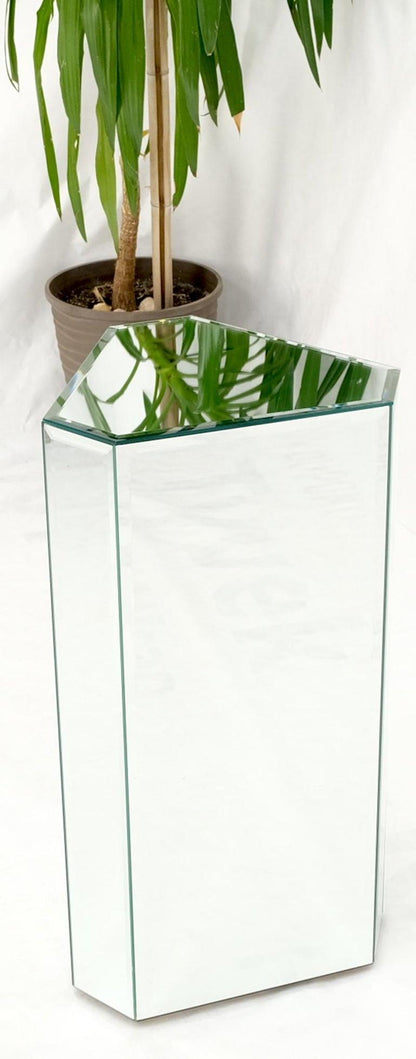 Mid Century Modern Triangular Beveled Mirrors Pedestal Stand End Table Console