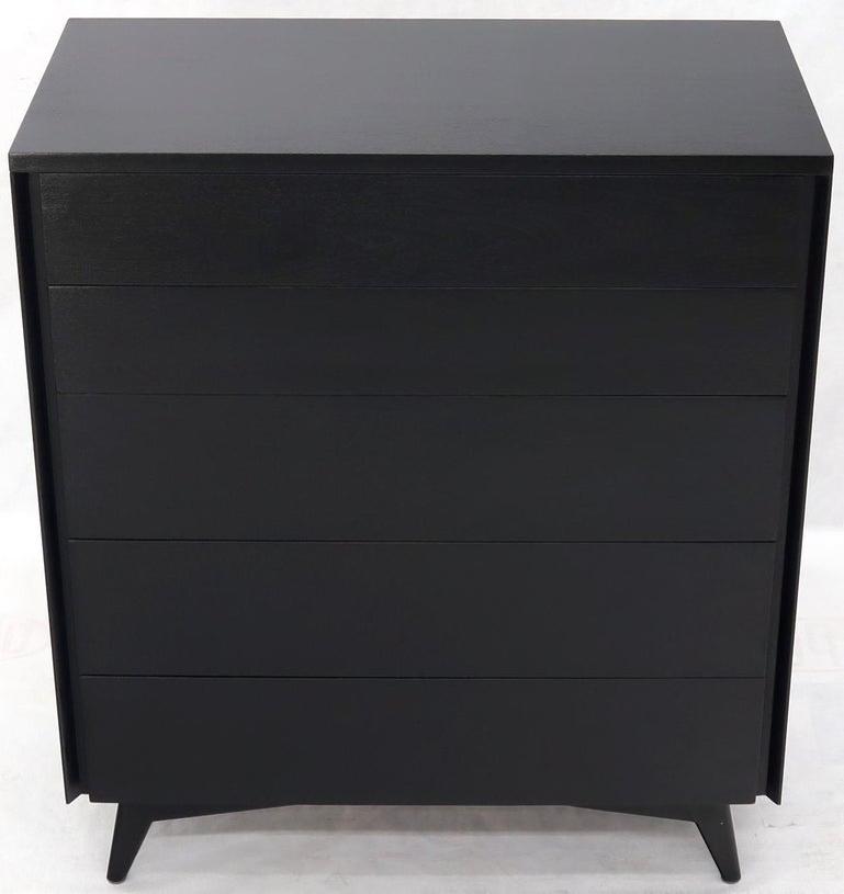 Five Drawers Black Lacquer Mahogany High Chest Dresser by John Stuart