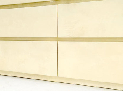 Lacquered Leather Goatskin 16 Drawers Mid-Century Modern Credenza Dresser Mint!
