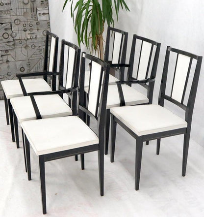 Set of Six Ebonized Cerused Walnut Dining Chairs