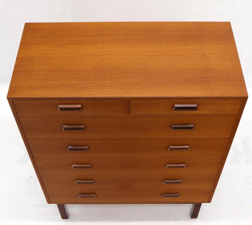 Danish Mid-Century Modern Tall High Boy Chest of 7 Drawers Dresser Cabinet