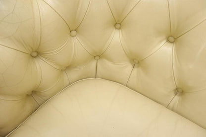 Cream Tufted Leather Chesterfield Sofa