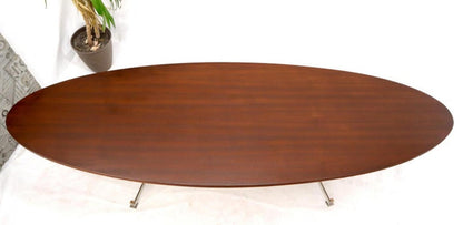 Extra Long Oval Dark Walnut Dining Conference Table on Stainless Chrome Base