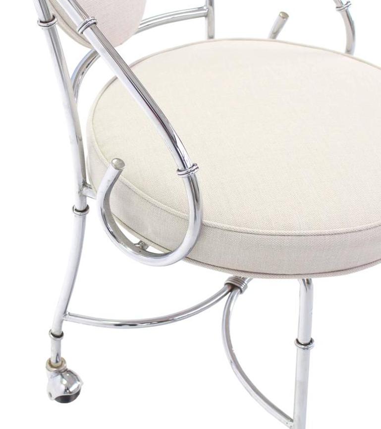 Pair of Faux Bamboo Chrome Fireside Lounge Side Chairs