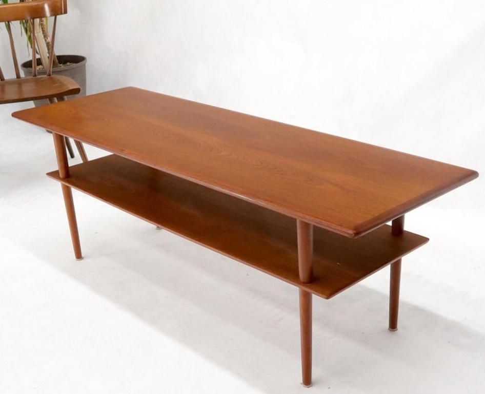 Danish Teak Mid-Century Modern Rectangular One Shelf Coffee Table