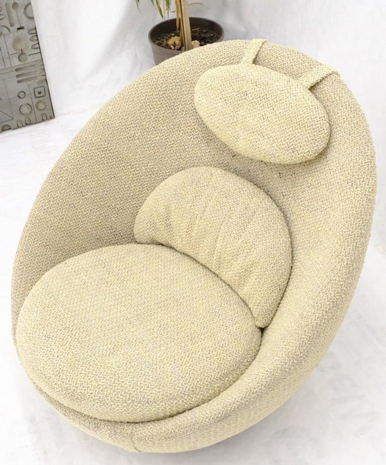 Mid-Century Modern Oval Egg Shape Pod Chair w/ Adjustable Head Rest on Band Base