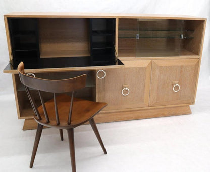 Cerused White Wash Oak Drop Front Secretary Desk Bookcase Credenza