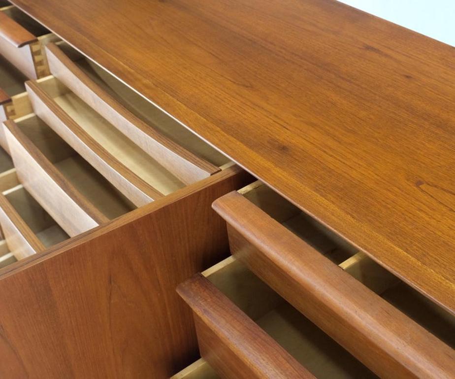 Danish Teak Mid-Century Modern 13 Drawers Long Credenza Dresser Sideboard MINT!